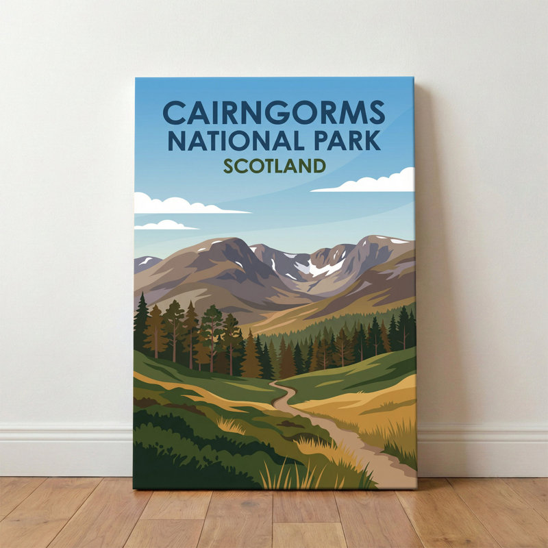 Cairngorms National Park, Scotland - Romantic Highlands Travel Poster. Giclee Print On Wrapped Canvas. Wall Art, Home Decor - Regions & Scenic Areas, Scotland - Wrapped Canvas Print