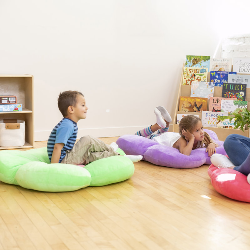 Bright Green Flower-Shaped Kids Floor Cushion