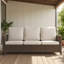 Canapé de patio 3 places en osier résistant aux intempéries avec dossier haut incurvé, coussins moelleux lavables, parfait pour le porche, la terrasse, le jardin et les petits espaces - beige-684536431