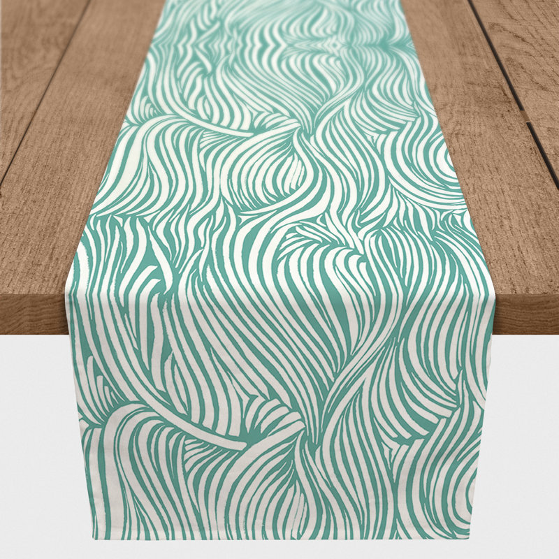 Analicia Rectangle Polyester Table Runner, 72'' x 16'', Teal