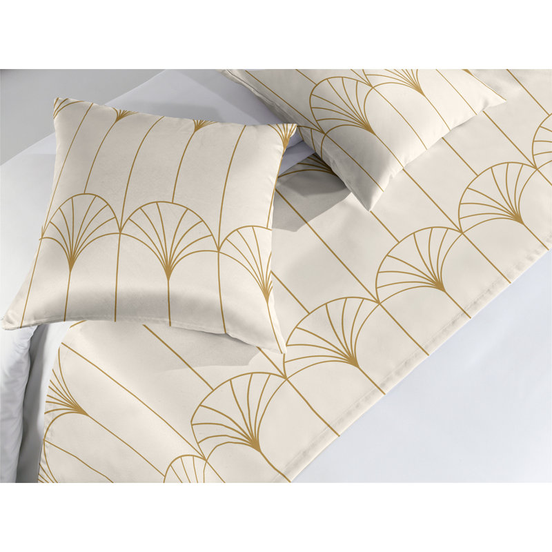 Satin Bed Runner, King, Eggshell and Sand Brown