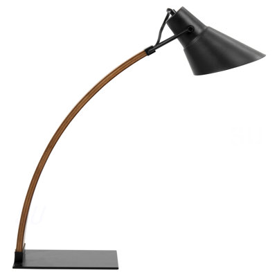Noah Mid-Century Modern Table Lamp In Walnut And Black By