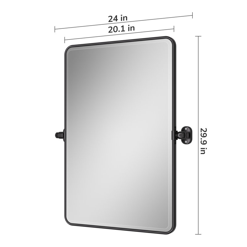 Miroir Parren, 30 po x 20 po, Noir mat