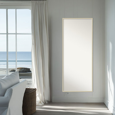 Miroir pleine longueur en bois non biseauté, cadre argent Phoebe - miroir de plancher, miroir mural