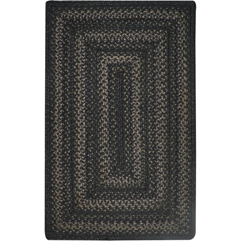 Cristene Braided Jute Reversible Black/Gray Rug, Rectangle 5' x 8'