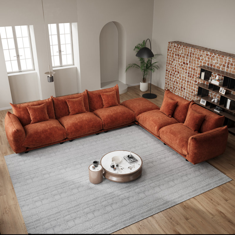 Canapé modulaire modulaire en nuage avec repose-pieds, canapé convertible en chenille, méridienne réversible en tissu doux pour animaux de compagnie