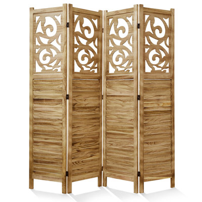 Carved Folding Room Divider, Freestanding Privacy Screen for Home Office, Bedroom, Garden, Terrace by Dakota Fields