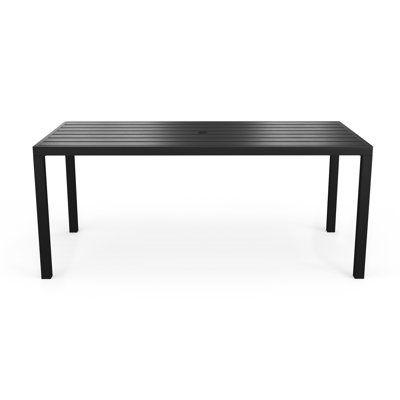 Martha Stewart Lily Pond 72" All-Weather Steel Frame Patio Table with Slatted Top and Umbrella Hole