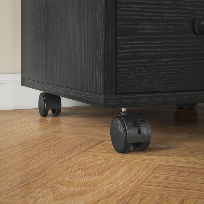 Erve 40cm Wide 3 -Drawer Mobile File Cabinet, Black