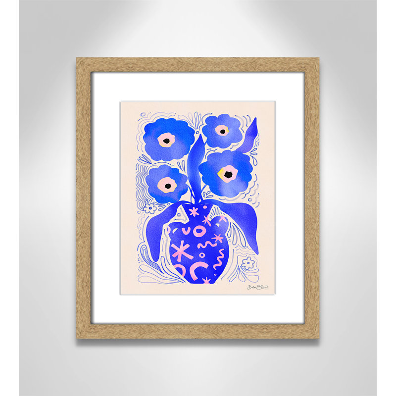 «Blue Flowers Matisse» par Bloom, Imprimé mat, L 13 po x H 15 po, Naturel