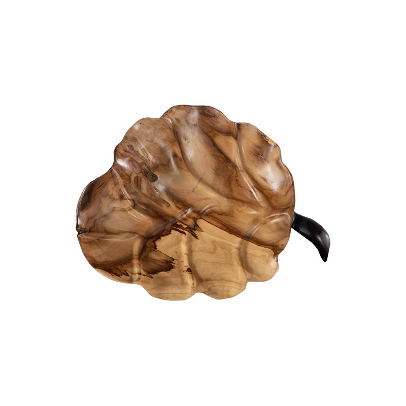 Leaf Bowl, Teak Wood, Black & Natural, Black/Natural