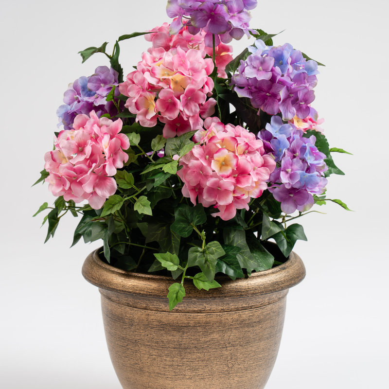 55cm Faux Pink/Purple Hydrangea in Pot
