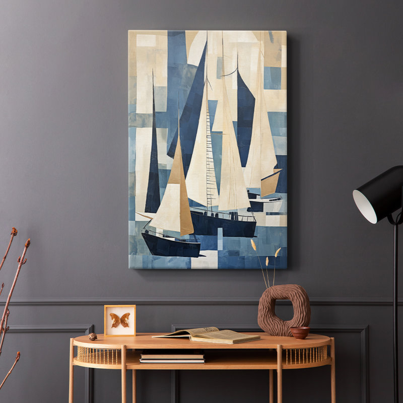 Série NAUTICAL CCDCLXXVI - Toile tendue avec châssis de qualité supérieure - Prêt à être accroché, H 48 po x l 32 po