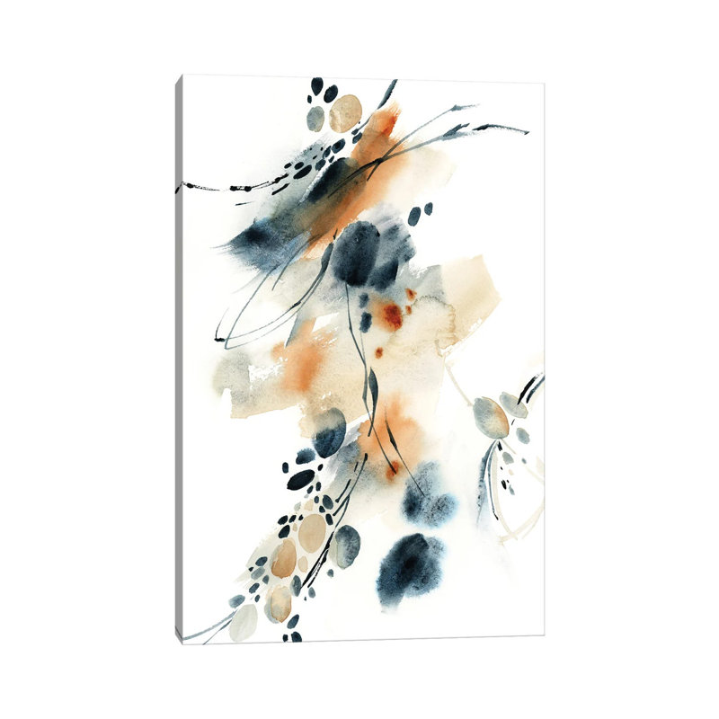 Abstrait en bleu et terre cuite III - Giclée sur toile tendue avec châssis, H 48 po x l 32 po