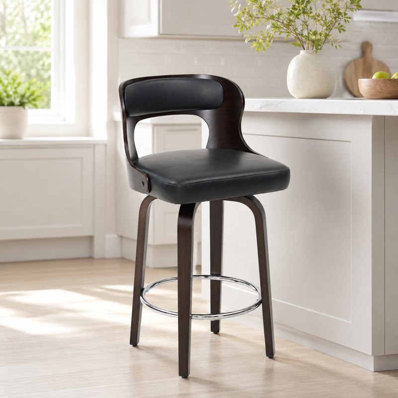 Tabouret de bar et de comptoir pivotant en similicuir, Black