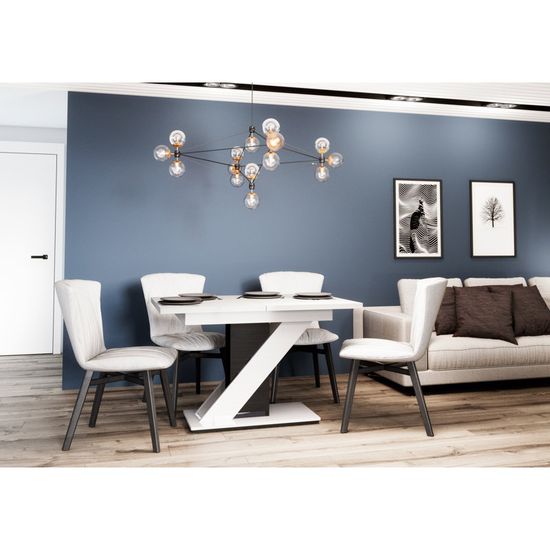 Aleksandra Dining Table, White Gloss/Black Gloss