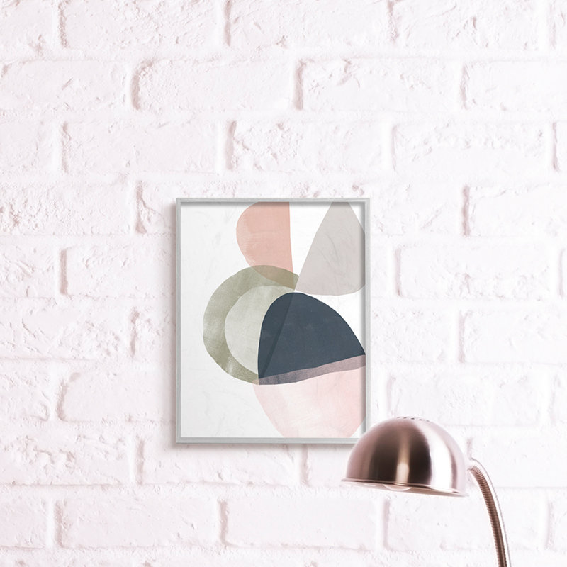 Abstraction encapsulée biologique bleu vert rose, H 14 po x l 11 po, Estampe numérique Farmhouse