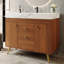 Meuble-lavabo de luxe 36 po avec plateau en pierre frittée, lavabo en céramique et tablettes centrales - Conception surélevée pour une surface moderne facile d'accès, tiroirs blancs, articles rapides idéaux, petits espaces compacts