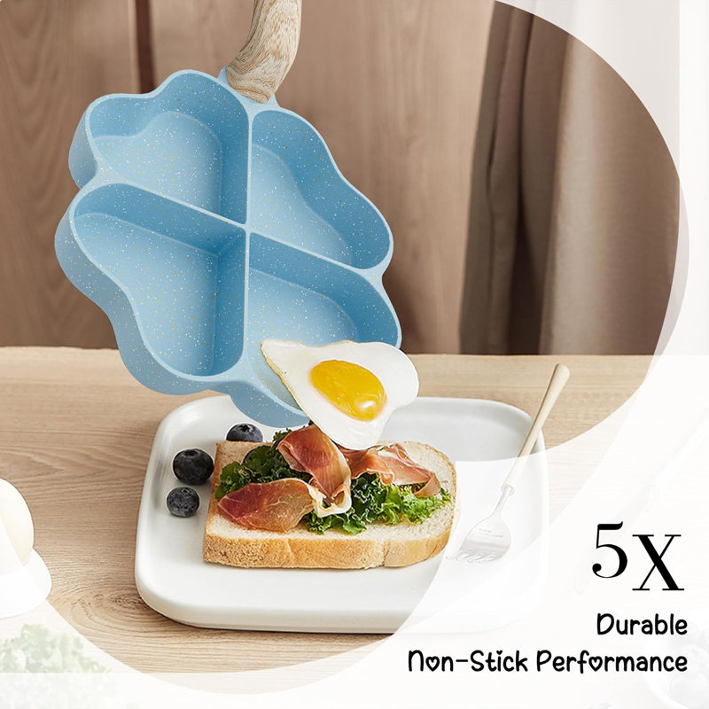 Poêle à omelette en granite antiadhésive 4 tasses Caannasweis, Bleu