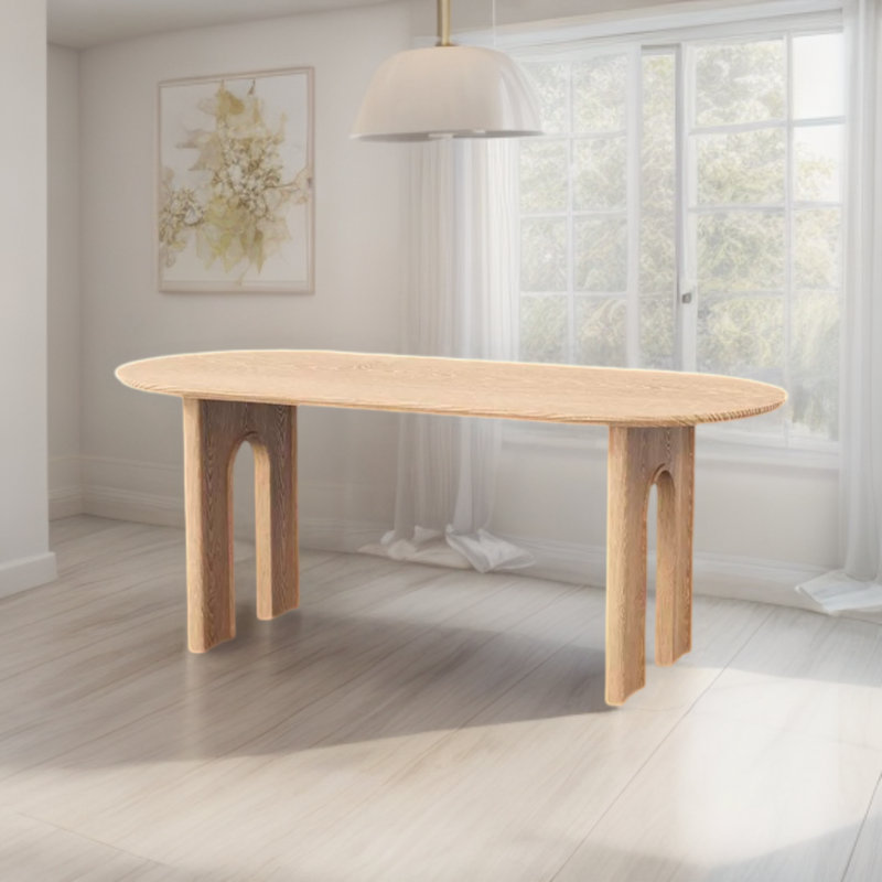Leopolds Ash Oval Solid Wood Dining Table, 31.49" W x 70.86" L