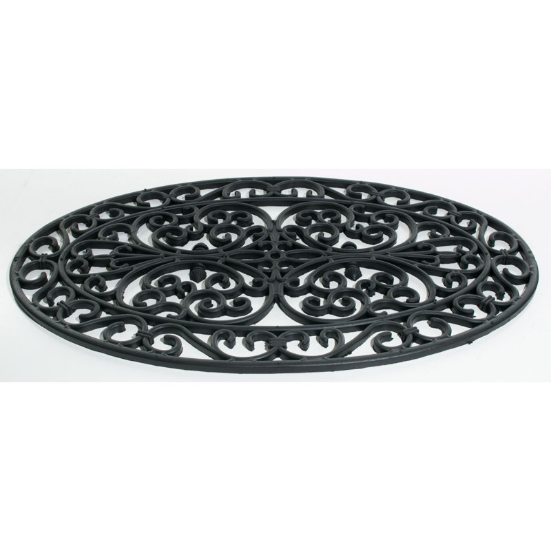 Needville Non-Slip Trellis Outdoor Doormat, Oval 1'6" x 2'6"