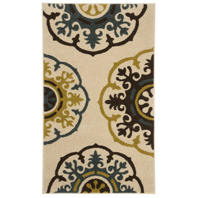Geometric Beige/Green/Blue Area Rug