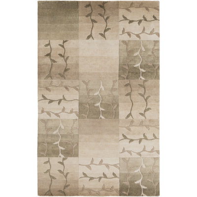 Tapis brun en laine noué à la main Jamaris