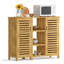 Modular Bamboo Bathroom Storage Cabinet – 3-Tier Open & Enclosed Shelving, 2-Door Free-Standing Organizer For Bathroom, Kitchen, Living Room