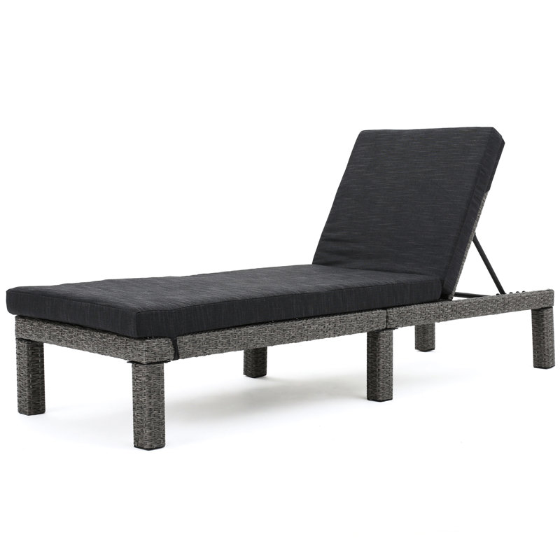 Chaise longue Kd - Tissu imperméable, relaxant et confortable, fer noir pe, 77,73 po X P 25,04 po