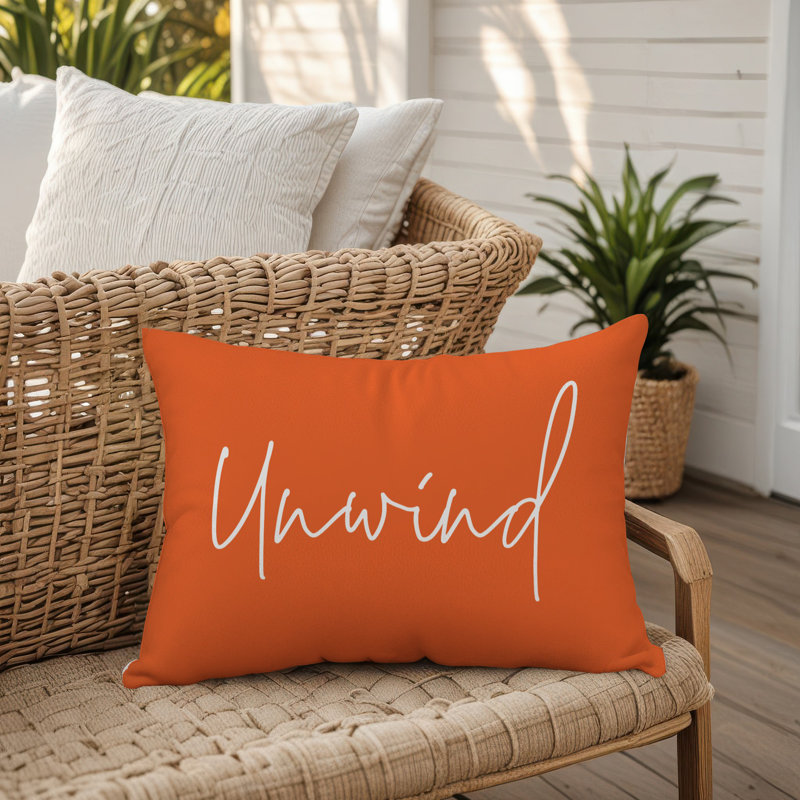  Outdoor Rectangular Pillow Cover & Insert, Orange