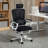 High Back Home Office Chair, Fabric Computer Desk Chair With Adjustable Headrest, Lumbar Support, Armrest, Foot Rest, Reclining Back