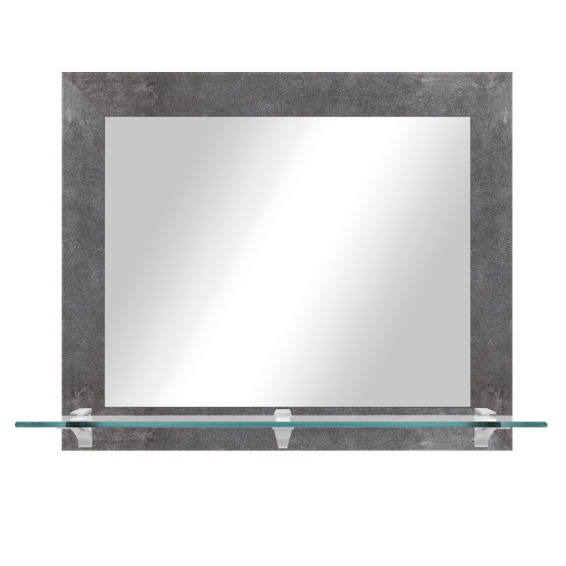 Flat Wall Mirror, Concrete/Brushed Nickel