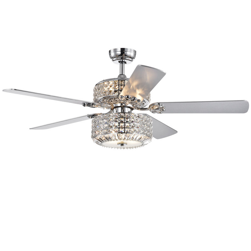 Ventilateur de plafond en cristal à 5 pales 52 po avec télécommande et ensemble d’éclairage inclus Pitchford