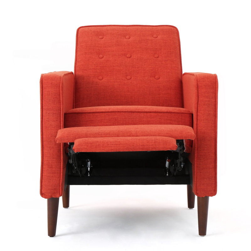 Upholstered Recliner, Orange Fabric