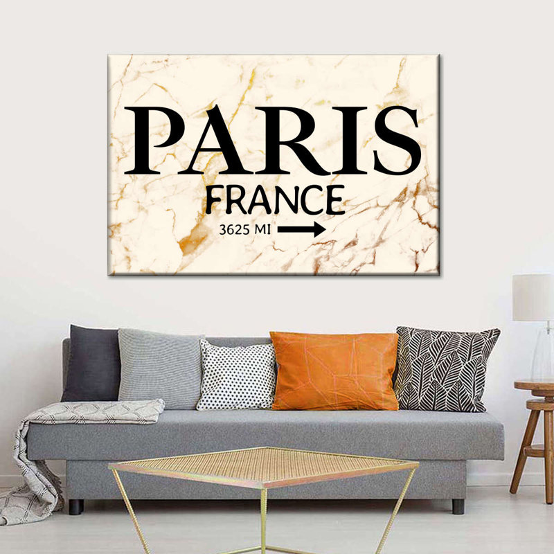 Paris Marble Signage - impression sur toile tendue, H 30 po x l 45 po x P 1,25 po