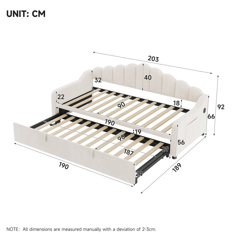 Upholstered Daybed, Beige