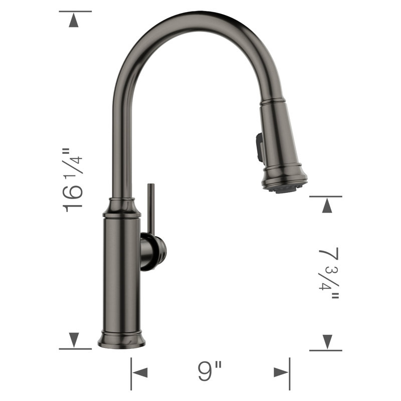 Empressa High Arc Pull-Down Dual-Spray Kitchen Faucet, Satin Platinum