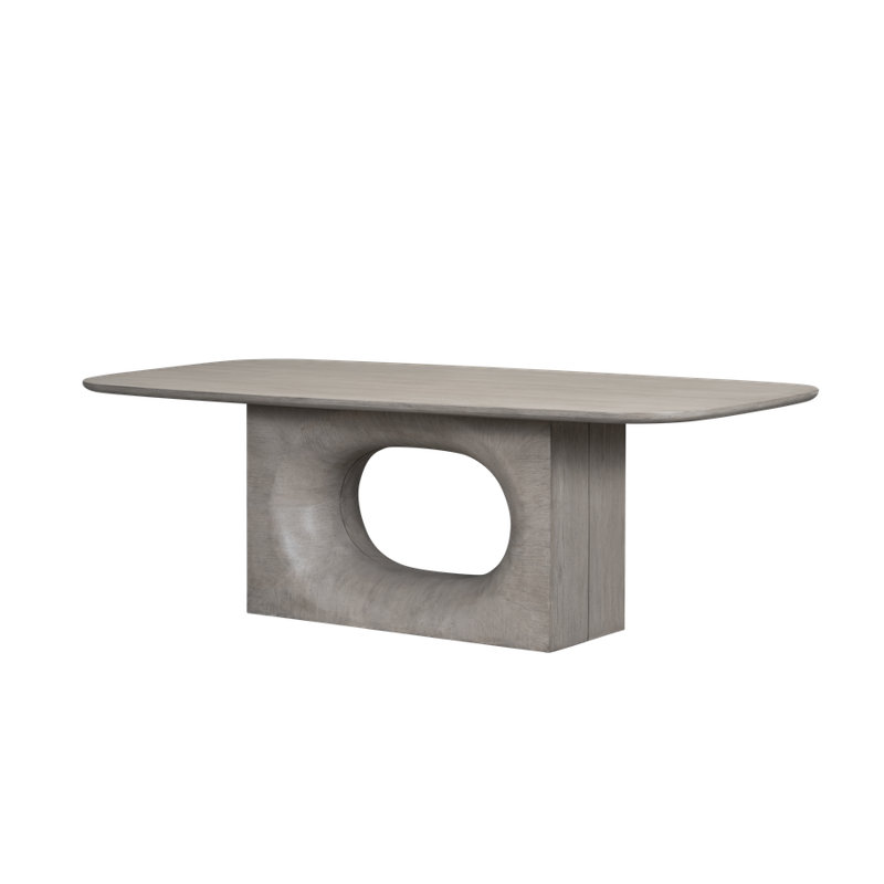 Luka 96" Modern Wood Dining Table in Dusted Stone Brown Finish with Clean Lines