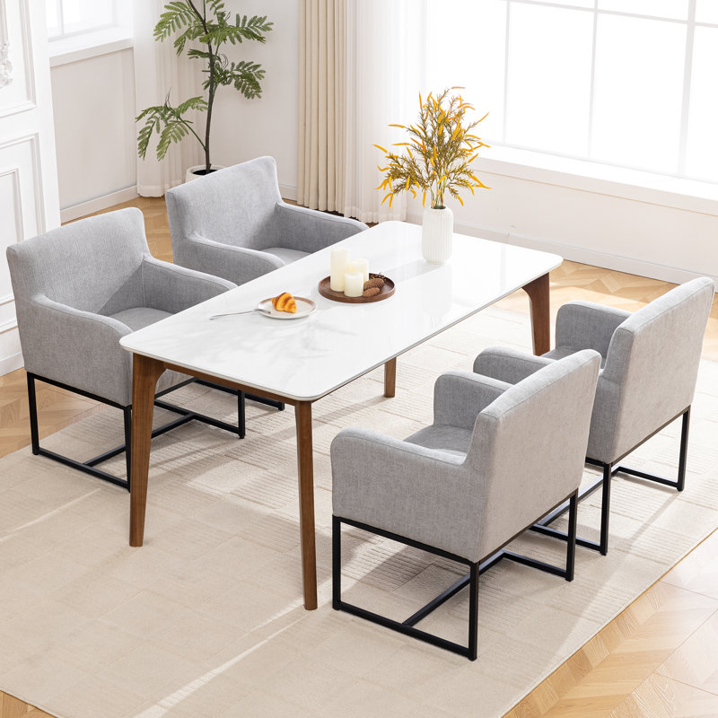 Fauteuils rembourrés avec base en métal H 18,9 po, Gris pâle