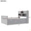 Full Size Captain Platform Bed Frame With Storage Bookcases And Shelves,Four Drawers
