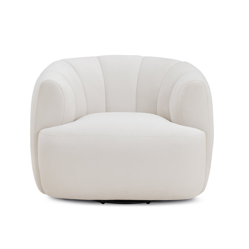 Fauteuil d'appoint pivotant en velours crème Jasmine, Velours crème