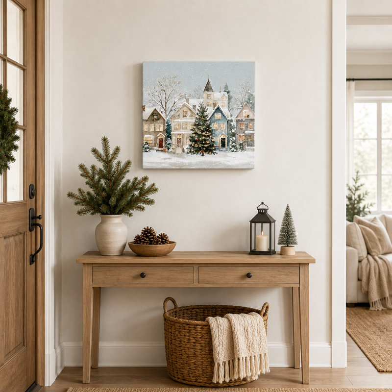 Art mural sur toile enneigé, quartier enneigé, 20 po x 20 po
