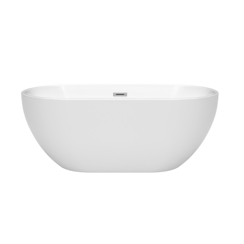 Brooklyn 60'' x 30'' Soaking Acrylic Bathtub, White/Polished Chrome 