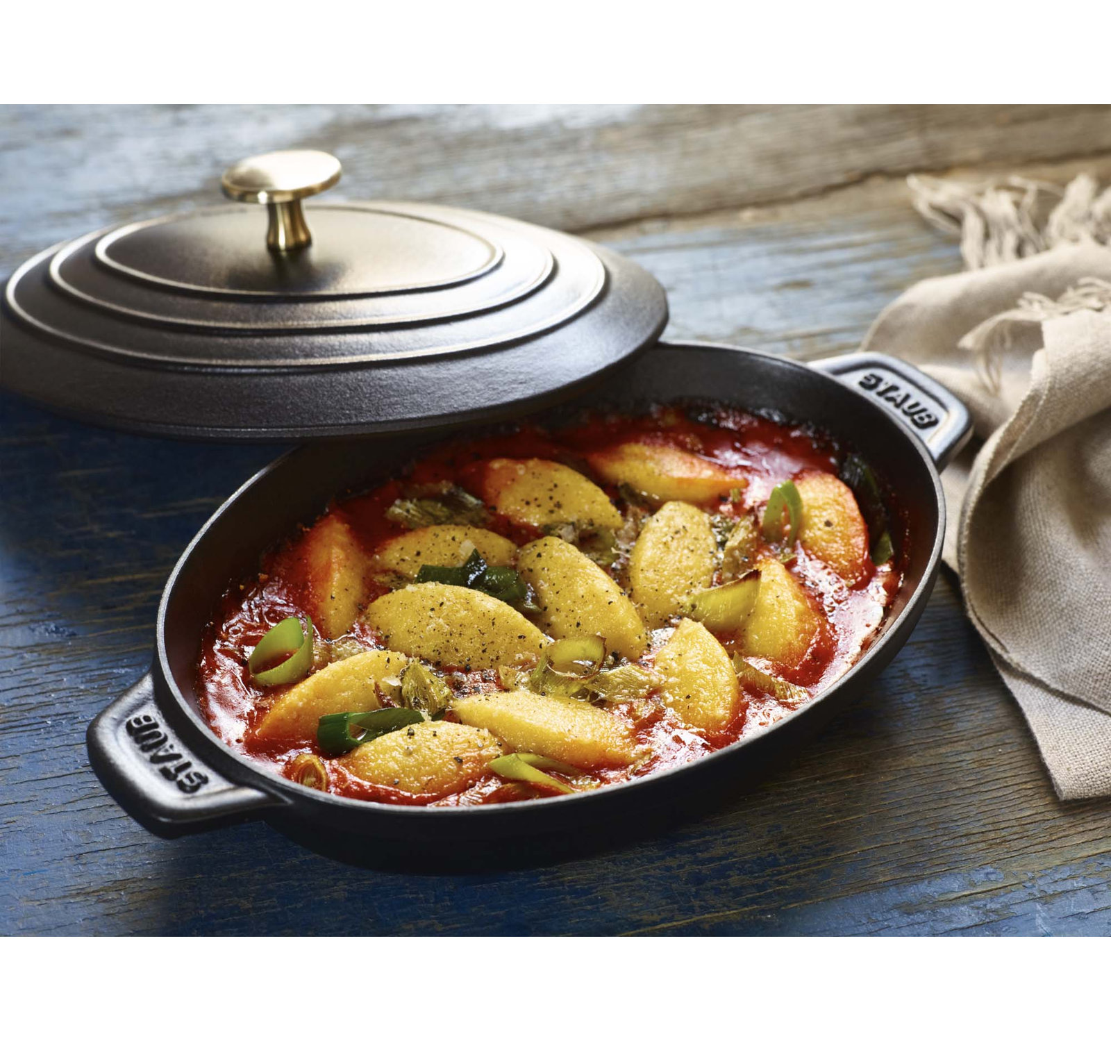Staub Enameled Cast Iron Oval Braiser, Black Matte