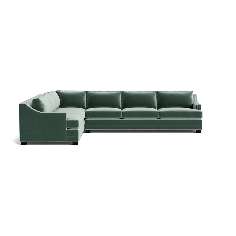 Upholstered Sectional, Brushed Nickel, Performance Velvet - Jade, Black