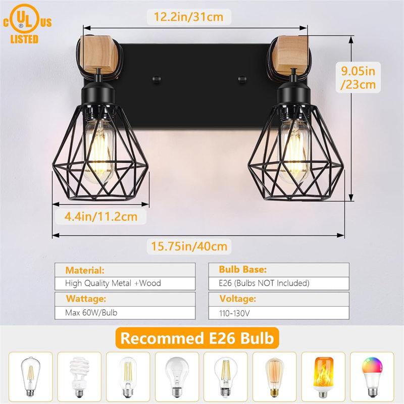 Éclairage pour meuble-lavabo, 2 Lights