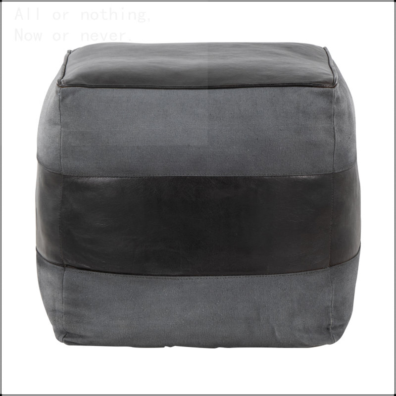 Repose-pieds en cuir et toile, Gris