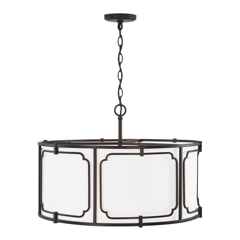 Luminaire suspendu tambour 4 lumières, Vieux bronze