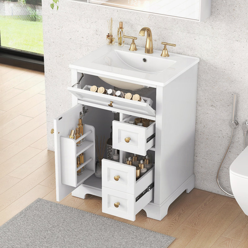 24" Bathroom Vanity with Sink, White