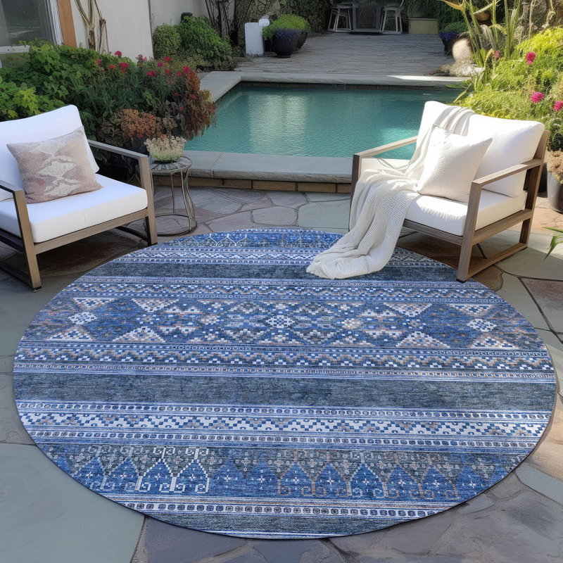 Tapis intérieur / extérieur Neilly avec envers antidérapant, Rond 8 pi